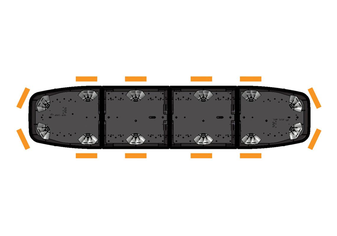 Extra-flat LED amber lightbar 1250 mm